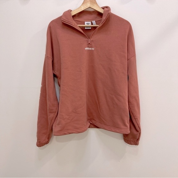 ADIDAS half zip sweatshirt with elbow detail and elastic gather at waist - Picture 1 of 11